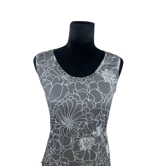 L.L. Bean Mandala Dress Floral Knee Length Outdoor Dress Zip Pocket Size XS Gray - Picture 2 of 9